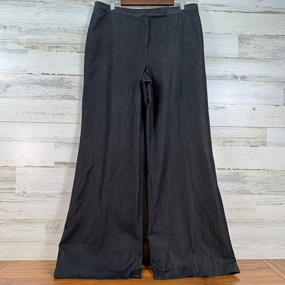 Larry Levine‎ Dressbarn Lined Wide Leg Trousers Dark Gray Dress Pants Size 14